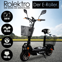 Rolektro E-JOY 20 Km/h  Schwarz 36V-12Ah Bleigel Akku  500 Watt